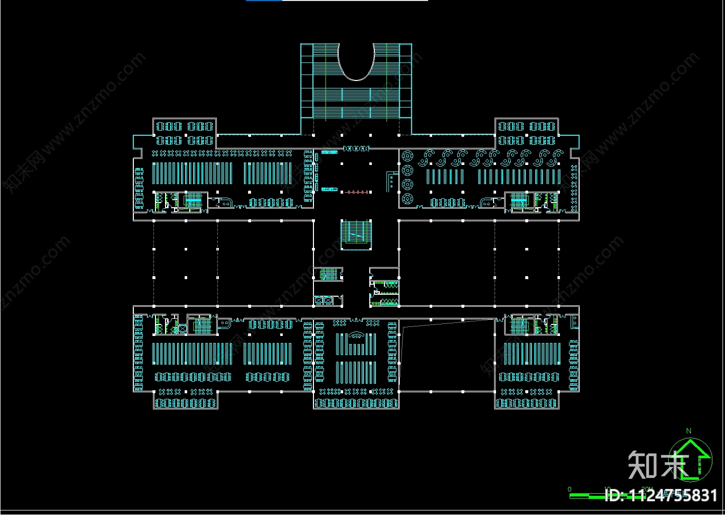 图书馆CAD方案cad施工图下载【ID:1124755831】