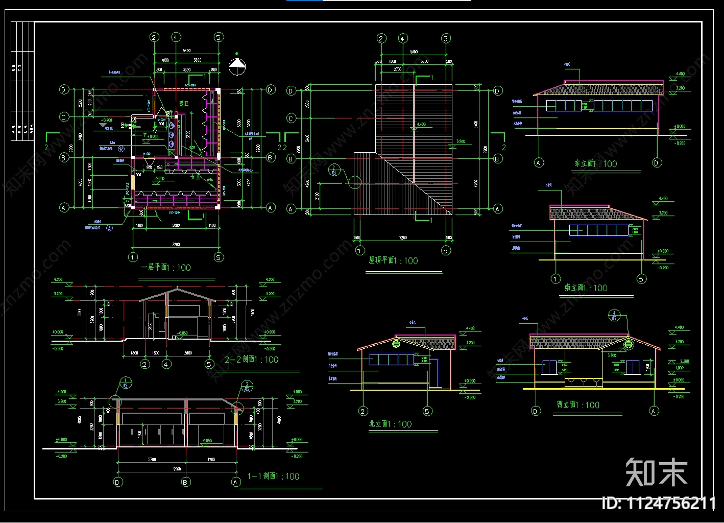 小公共厕所建筑cad施工图下载【ID:1124756211】