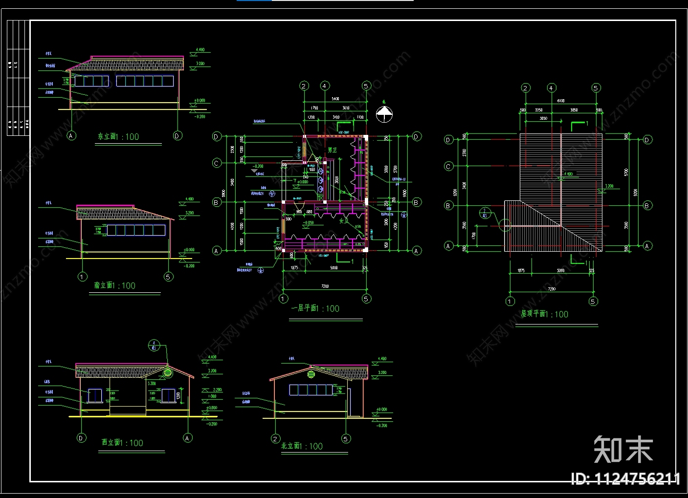 小公共厕所建筑cad施工图下载【ID:1124756211】