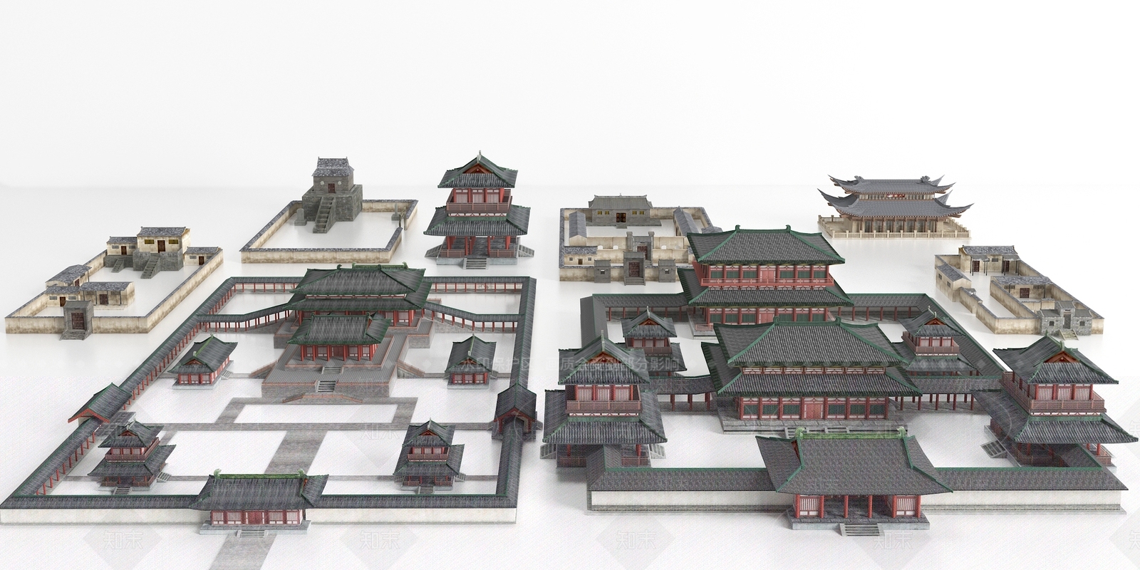 新中式四合院3D模型下载【ID:1124760029】_知末3d模型网