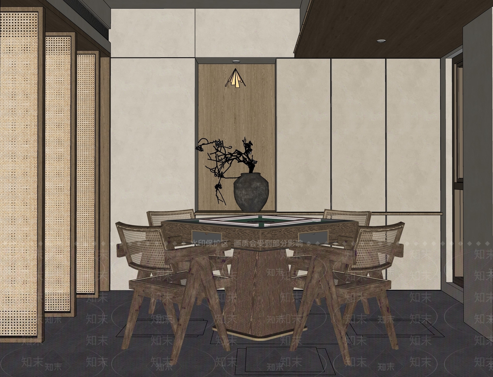 侘寂麻将室SU模型下载【ID:1124766028】