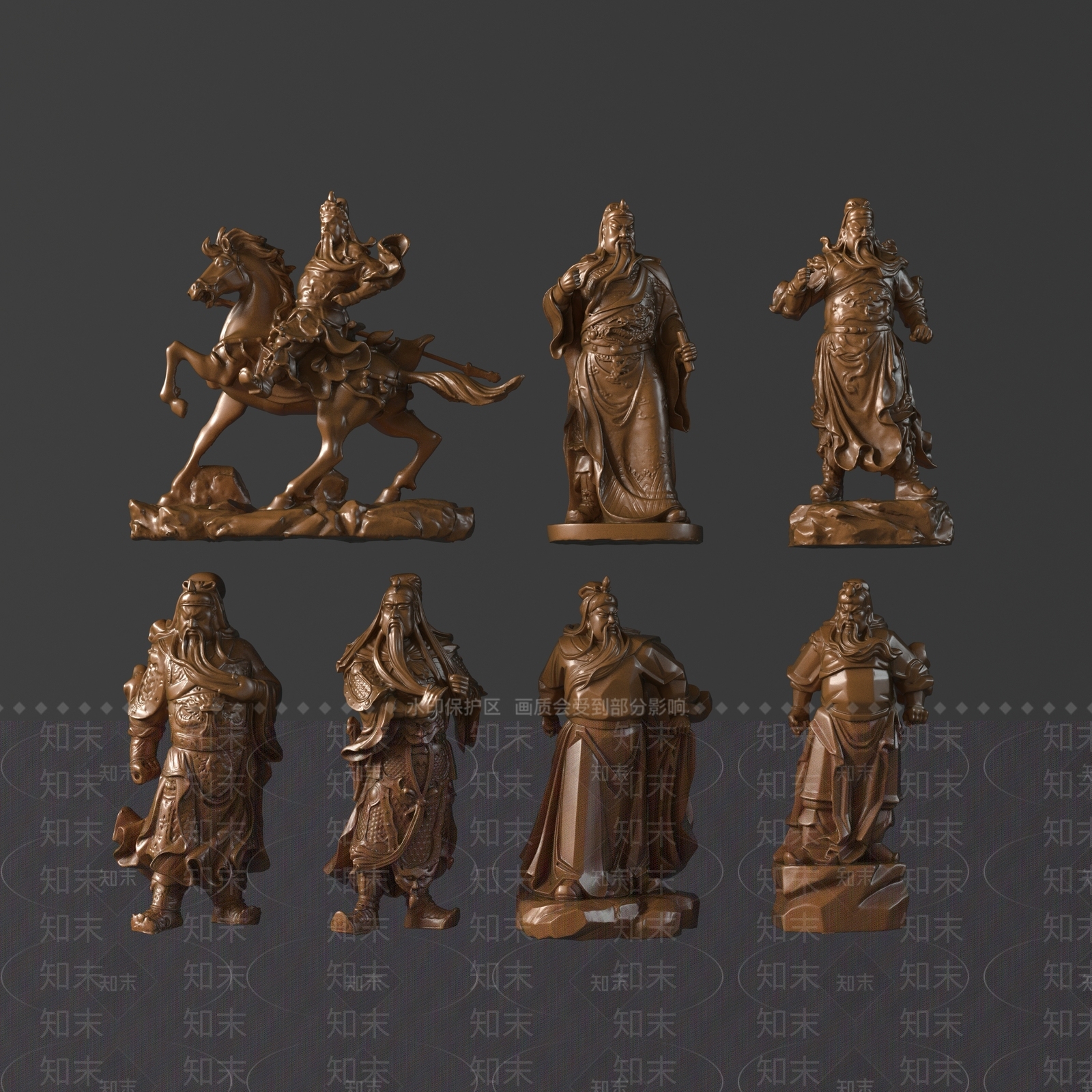 中式关羽摆件3D模型下载【ID:1124768342】