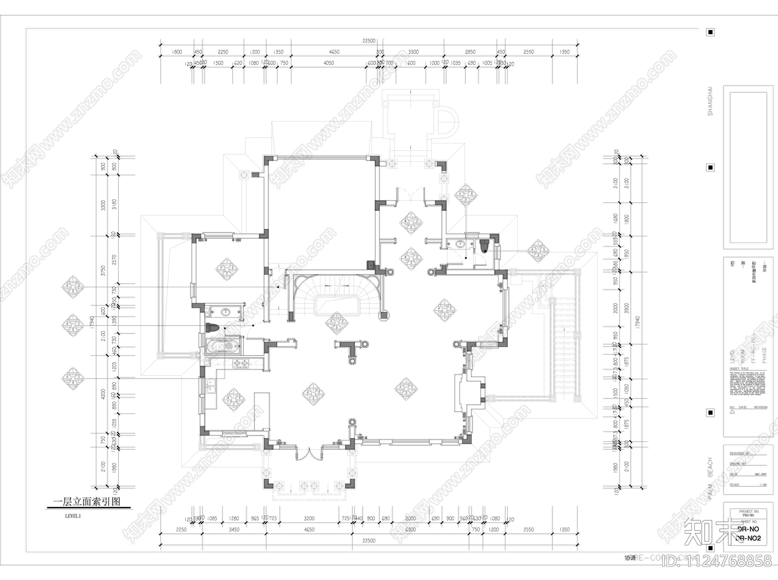 现代别墅设计cad施工图下载【ID:1124768858】