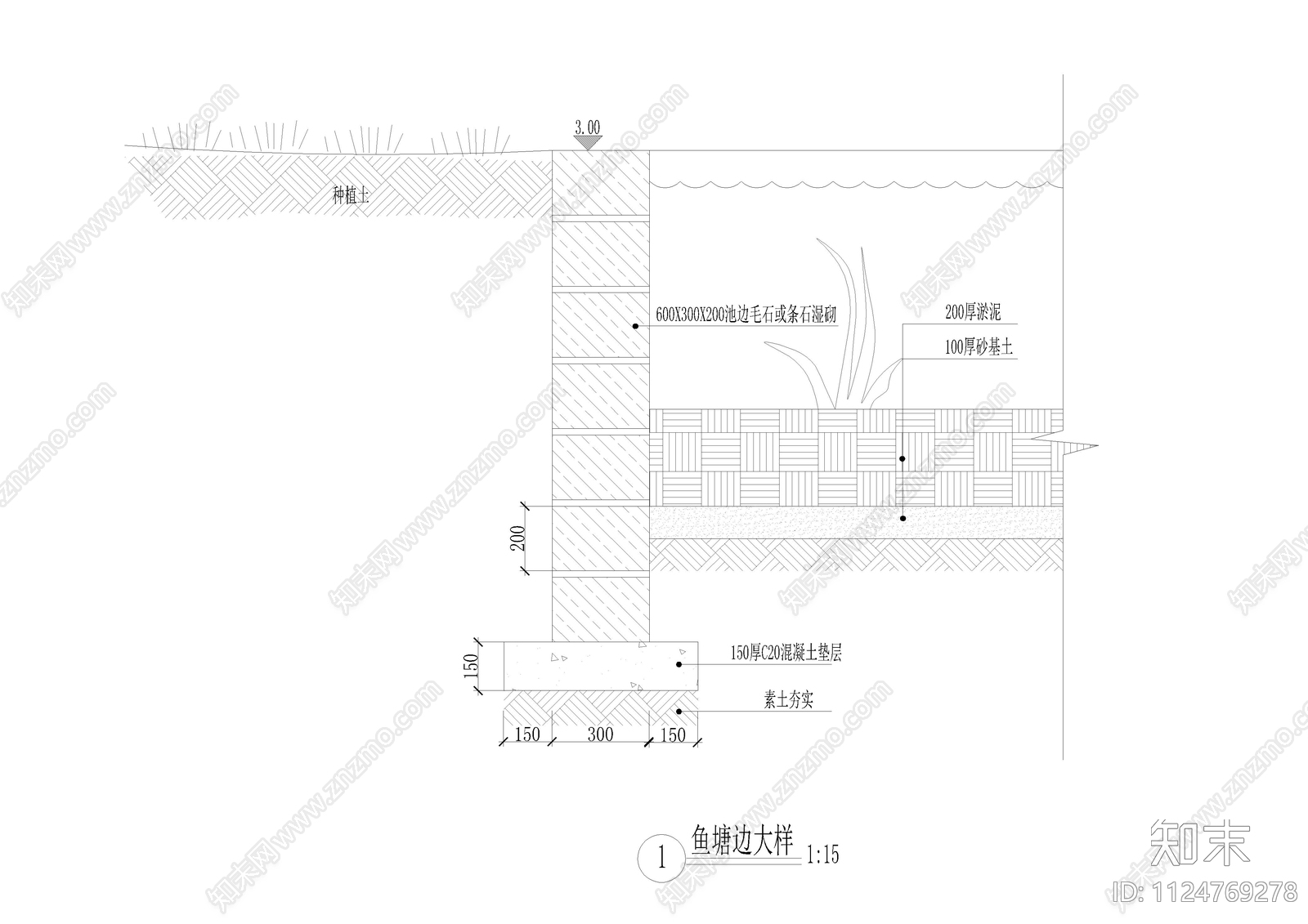 鱼塘边大样图施工图下载【ID:1124769278】