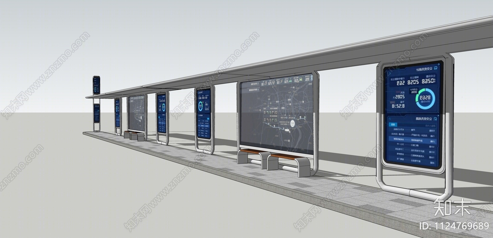 现代公交站台SU模型下载【ID:1124769689】