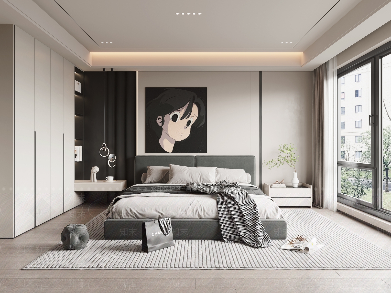 现代卧室3D模型下载【ID:1124771477】