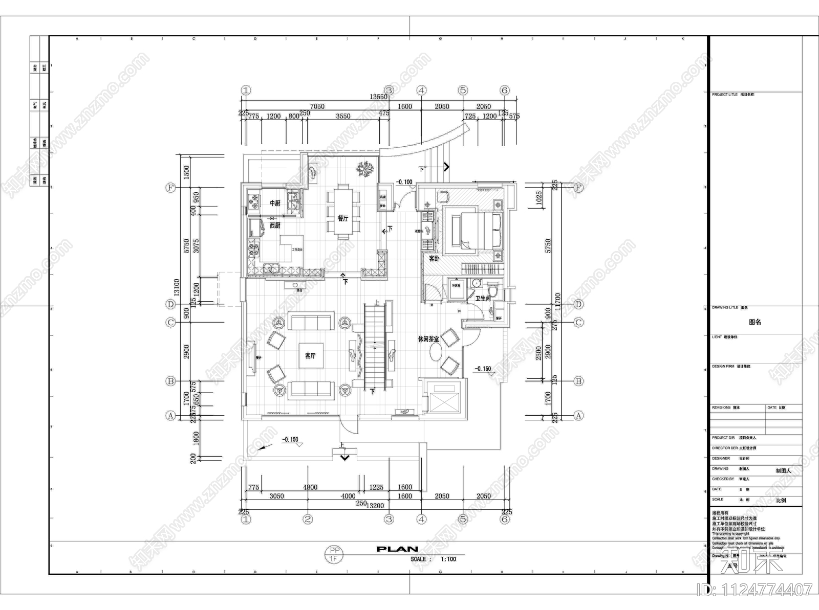 南宁邕江湾别墅cad施工图下载【ID:1124774407】