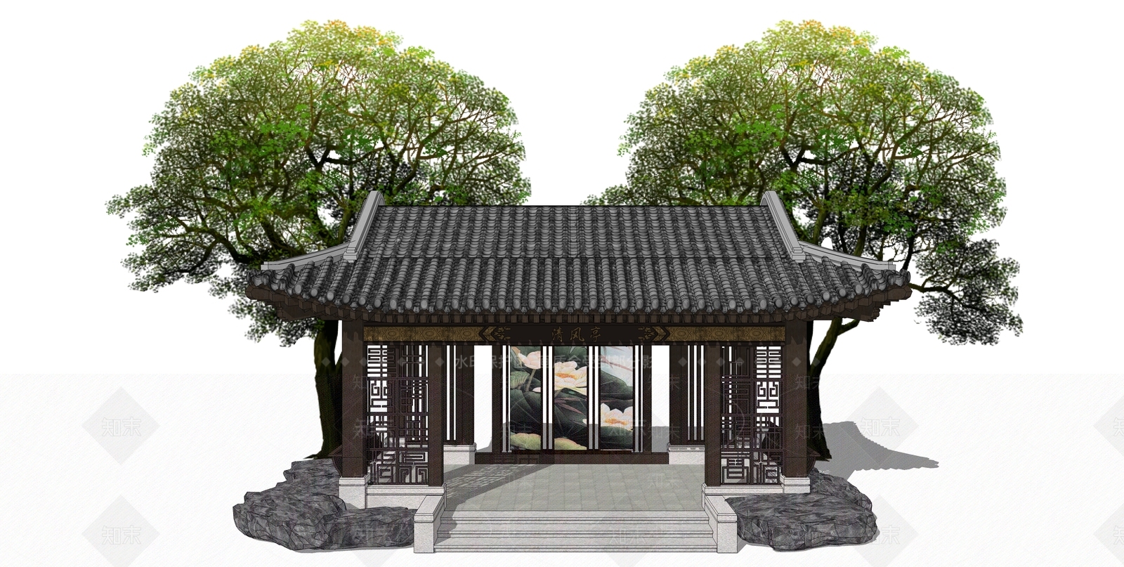 中式亭子SU模型下载【ID:1124784826】