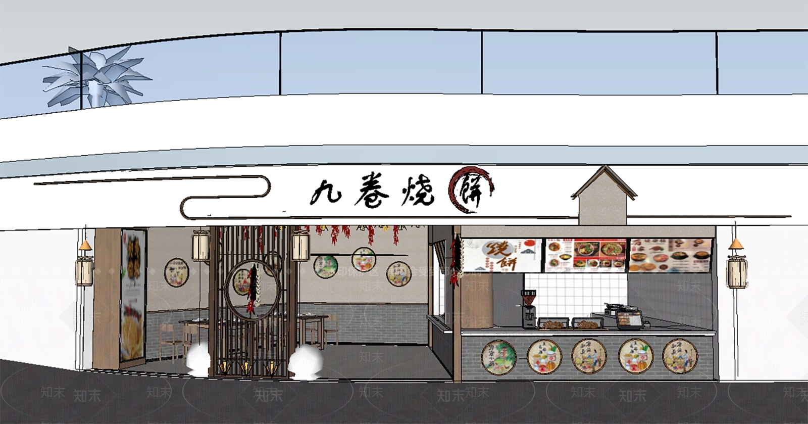 新中式门头门面SU模型下载【ID:1125048653】_知末su模型网