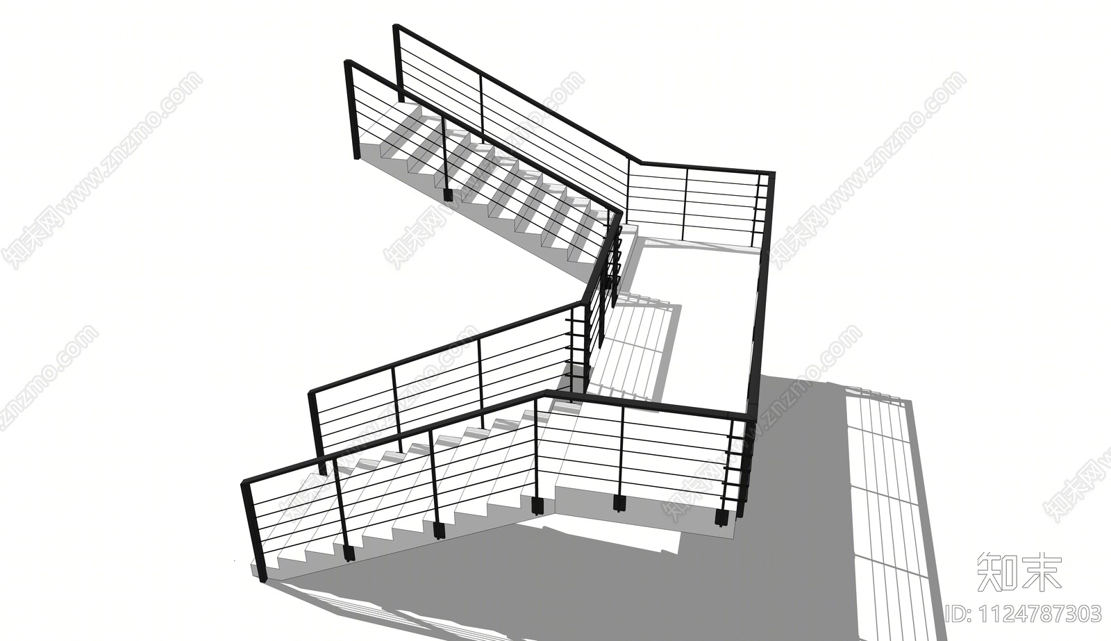 现代扶手楼梯SU模型下载【ID:1124787303】