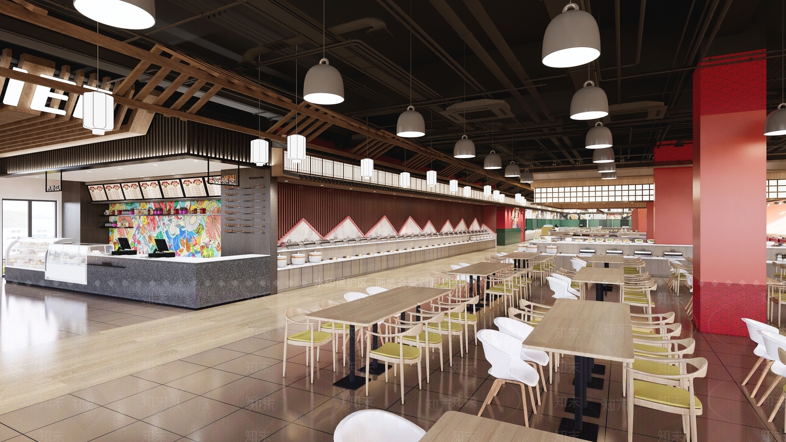 现代自助餐厅SU模型下载【ID:1124792813】