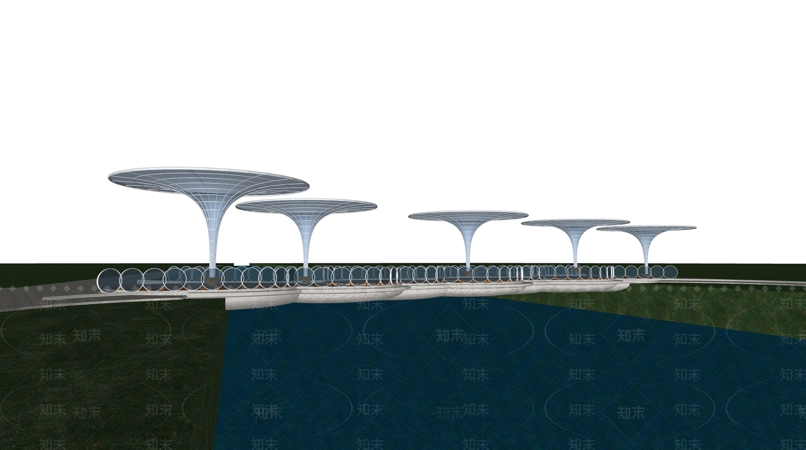 现代景观桥SU模型下载【ID:1124796472】