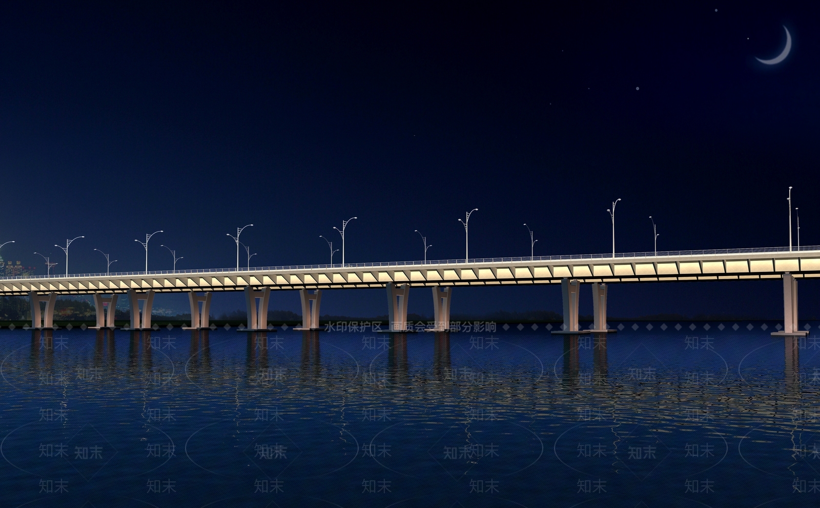 现代跨海大桥SU模型下载【ID:1124796803】