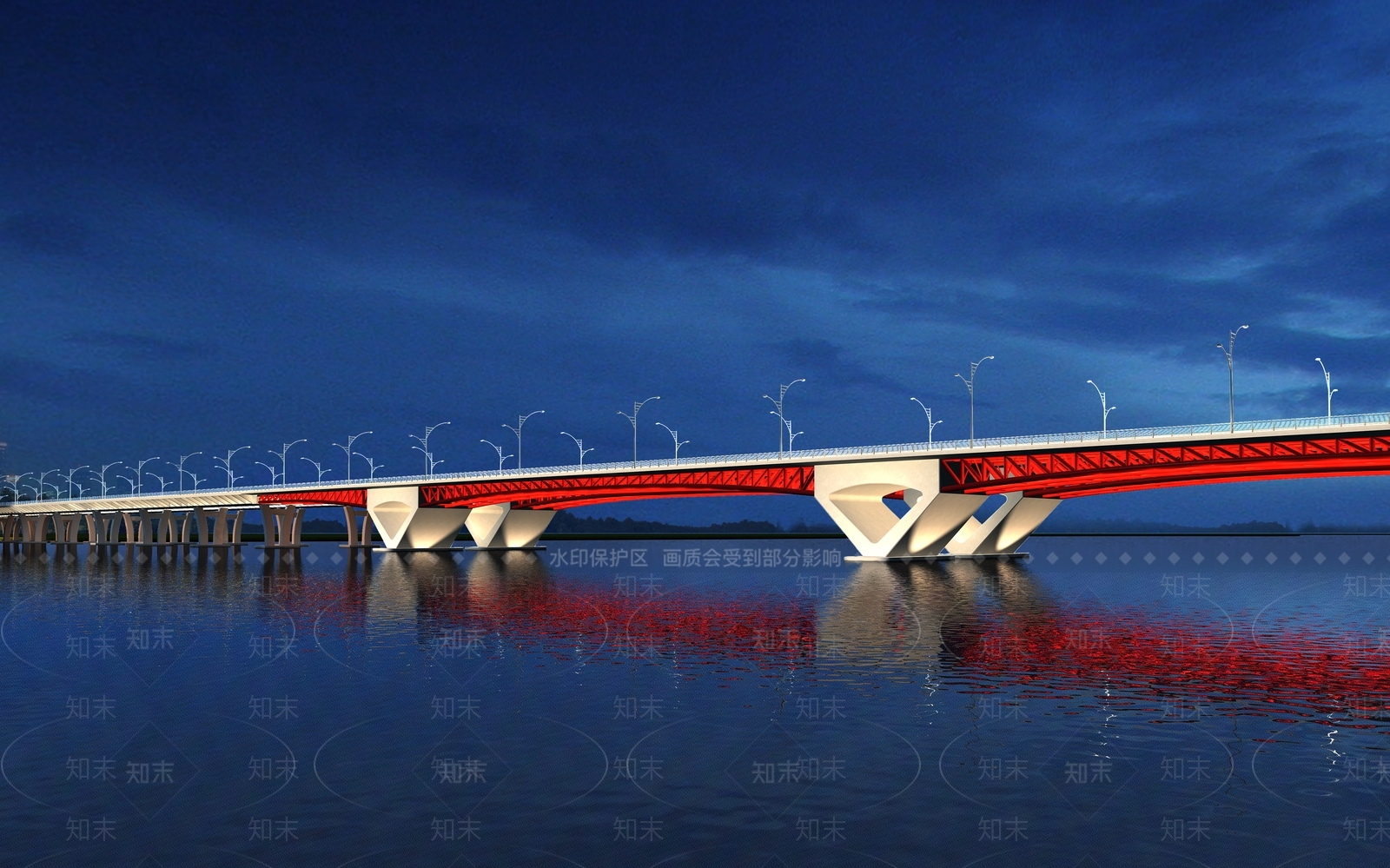 现代跨海大桥SU模型下载【ID:1124796803】