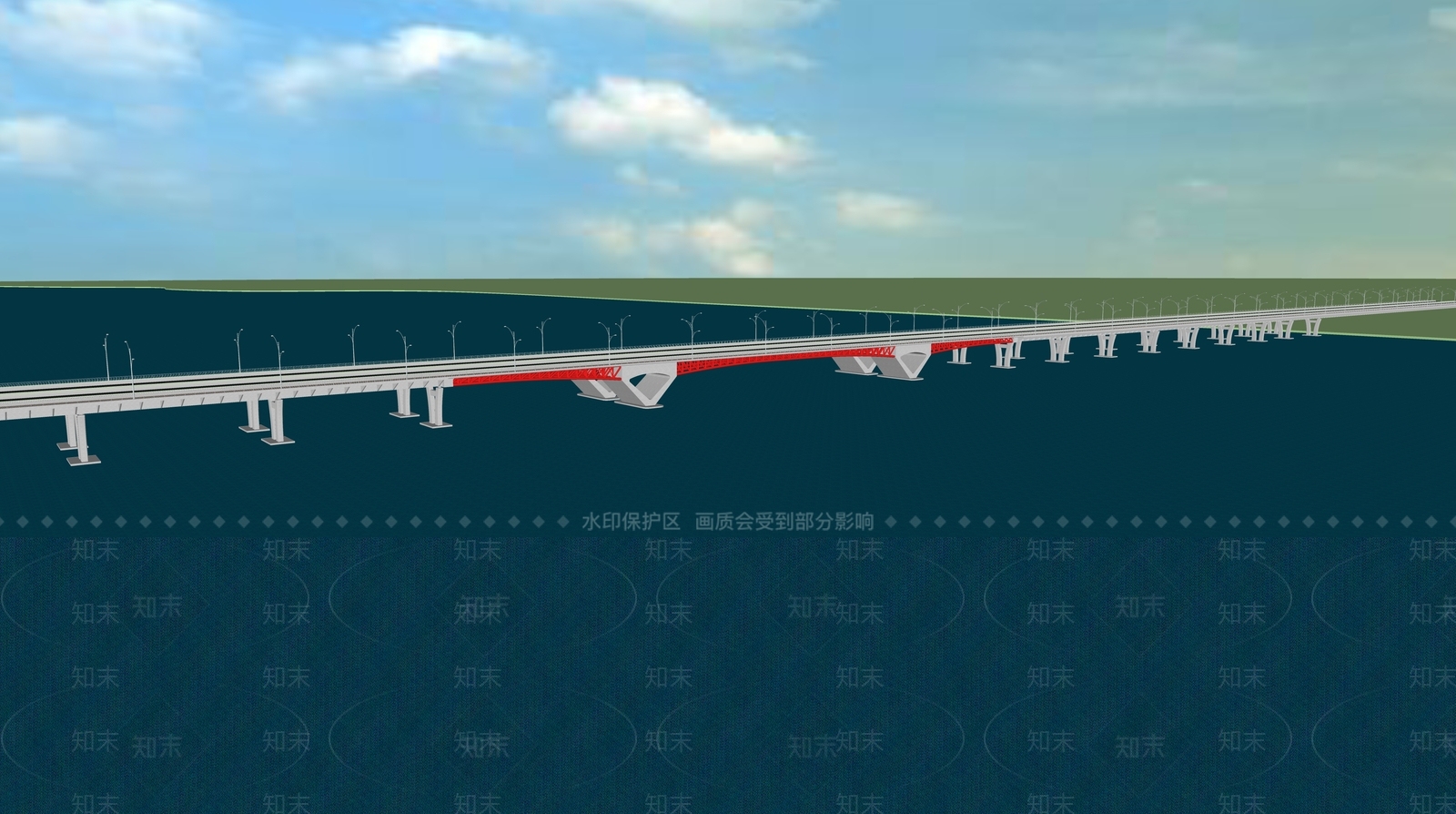 现代跨海大桥SU模型下载【ID:1124796803】
