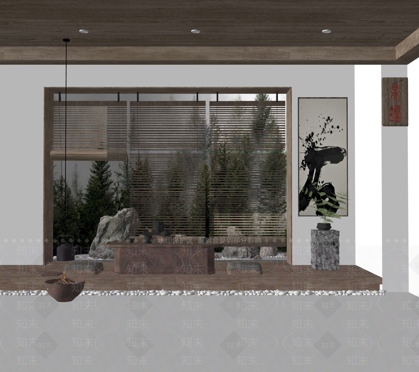 中式禅意家居茶室SU模型下载【ID:1124798349】_知末su模型网