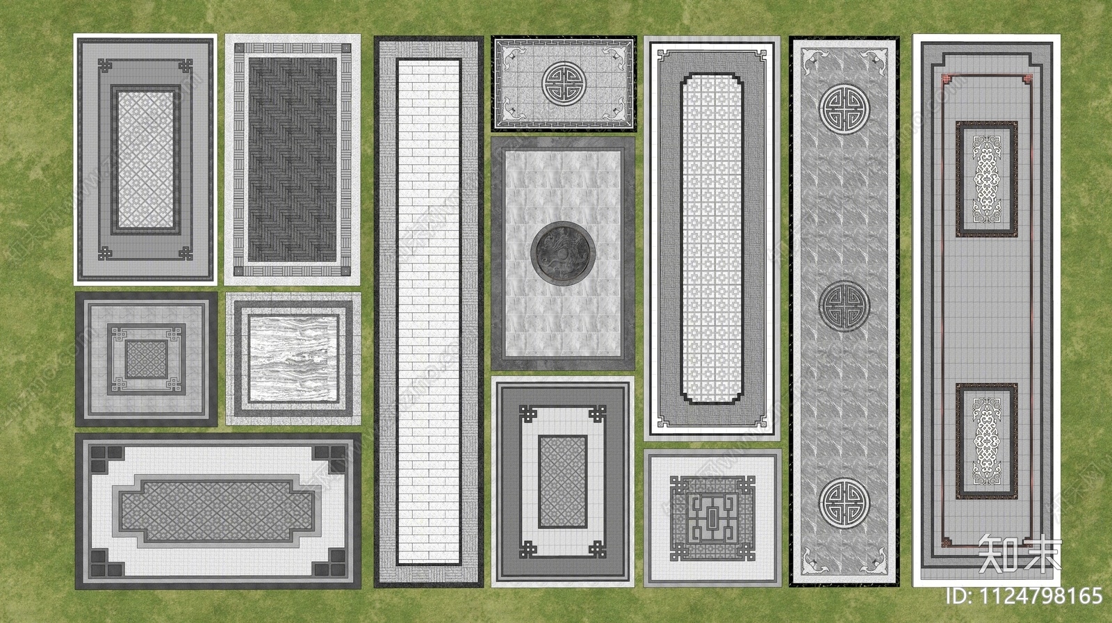 中式铺地SU模型下载【ID:1124798165】