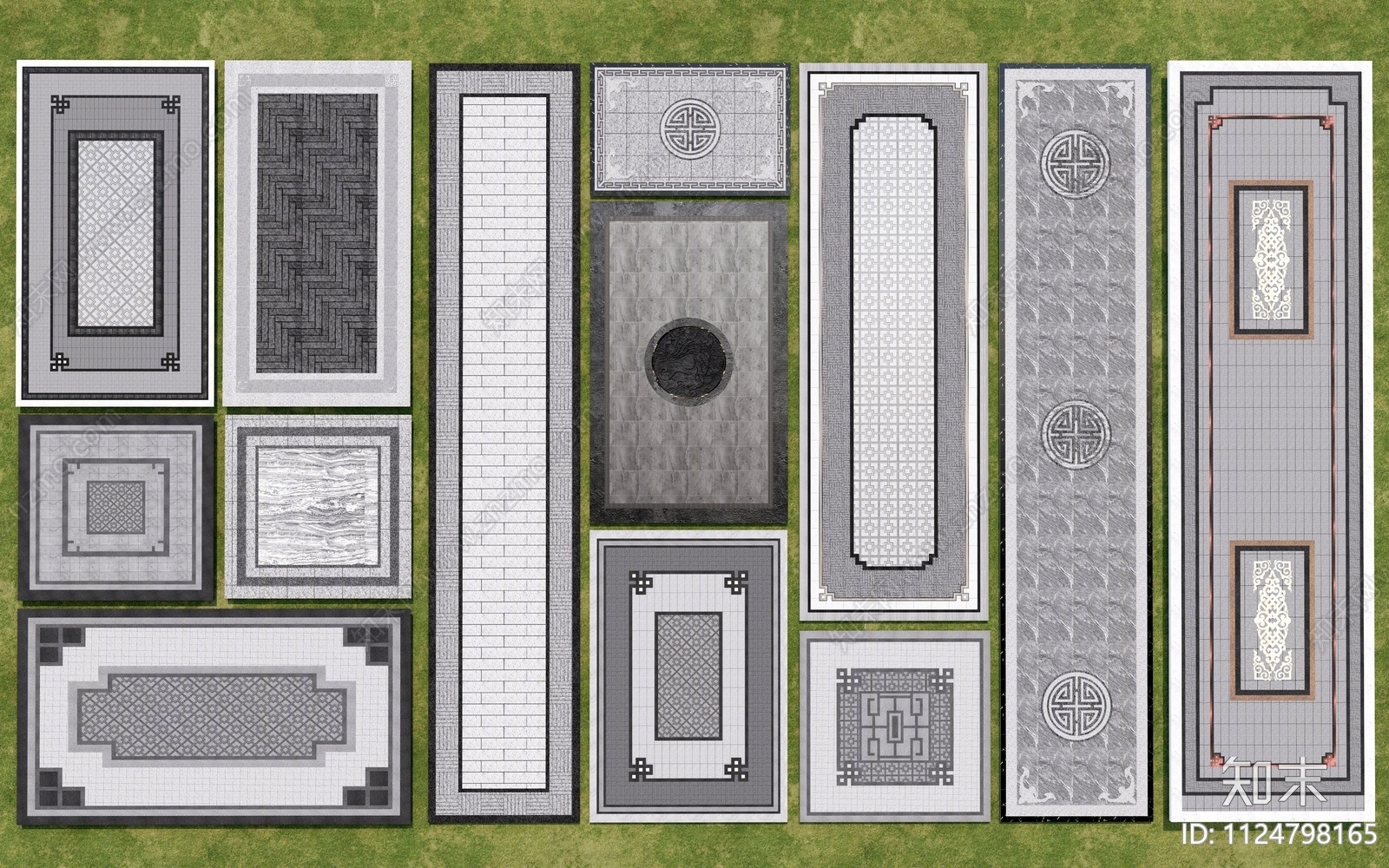 中式铺地SU模型下载【ID:1124798165】