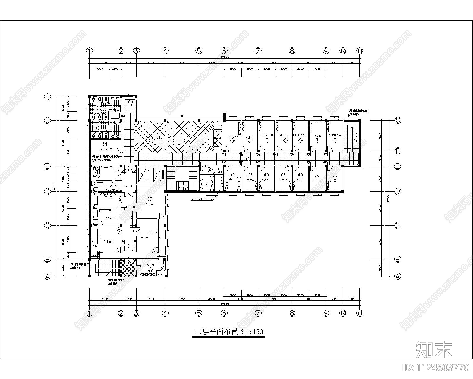 计生服务大楼装修图cad施工图下载【ID:1124803770】