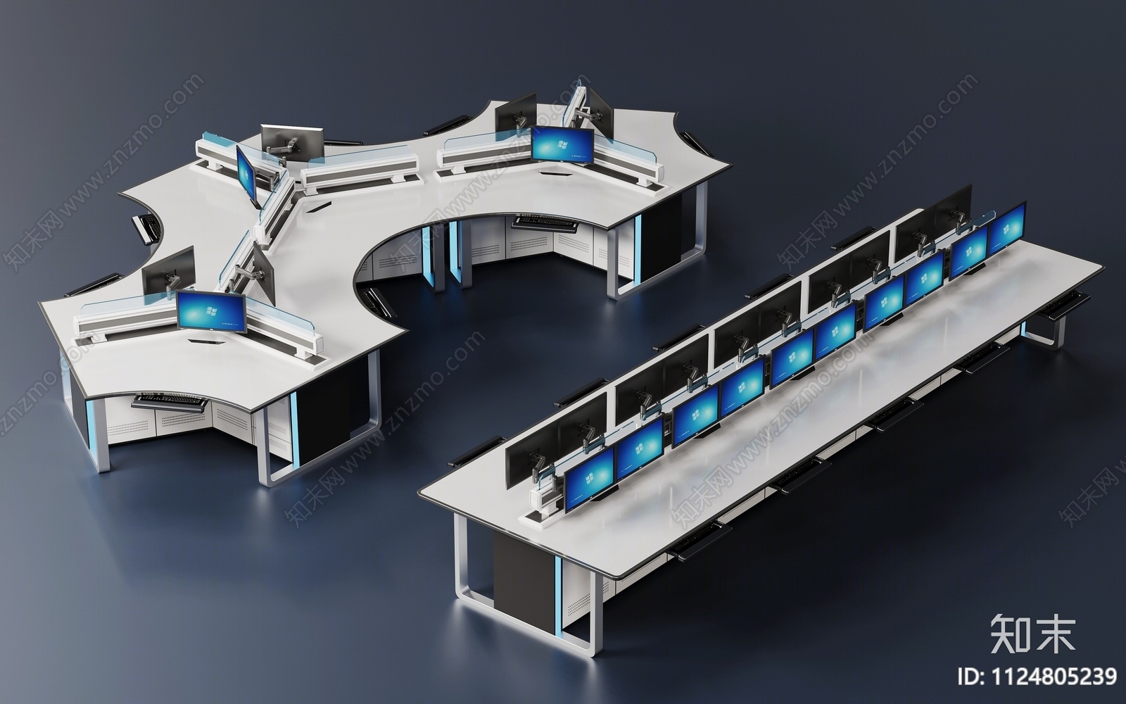 现代办公桌3D模型下载【ID:1124805239】