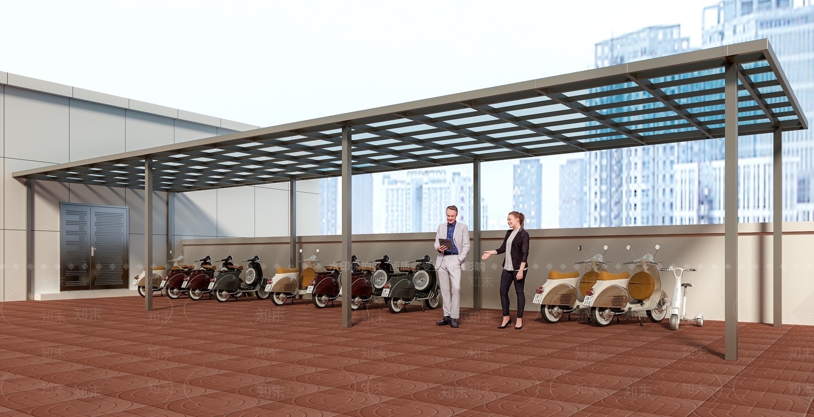 现代电动车雨棚3D模型下载【ID:1124808838】