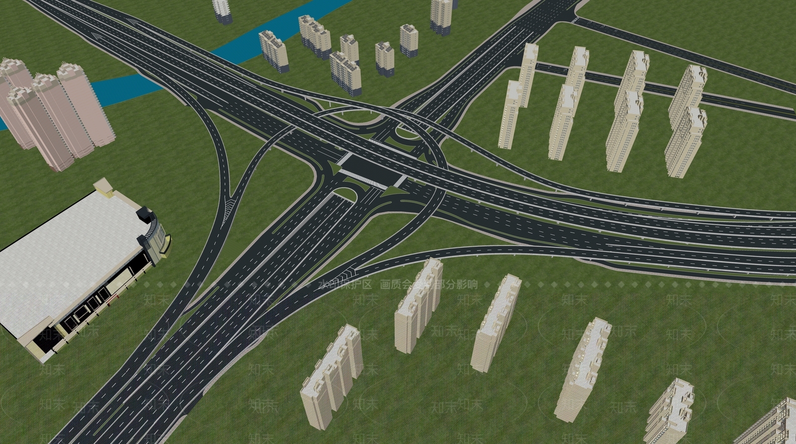 现代城市道路SU模型下载【ID:1124808738】