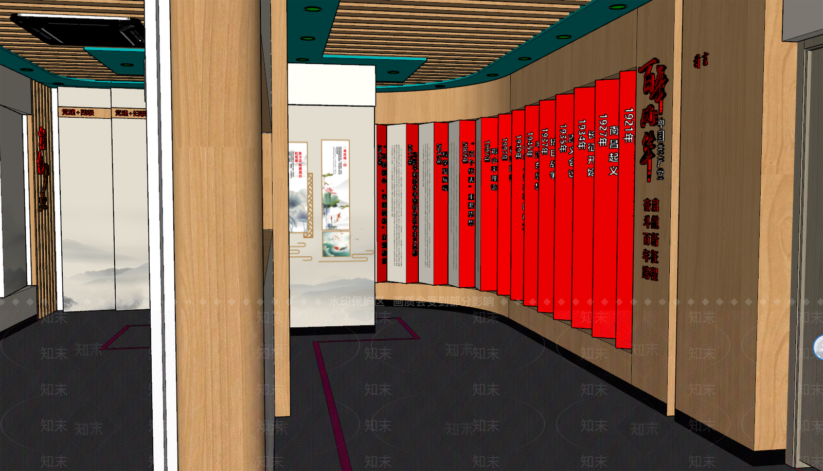 现代党建展厅SU模型下载【ID:1124811996】