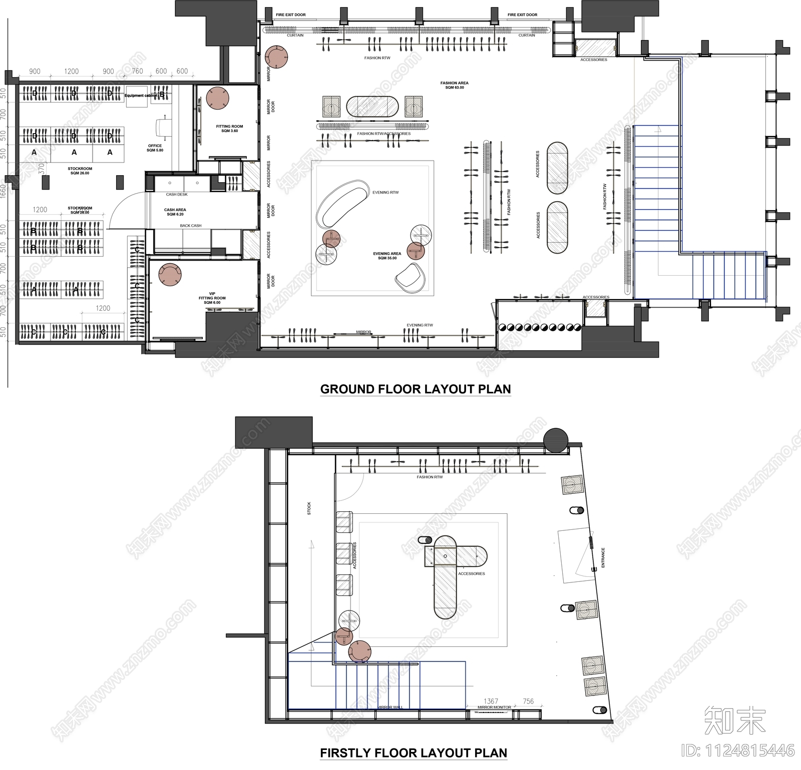 200m²服装店cad施工图下载【ID:1124815446】