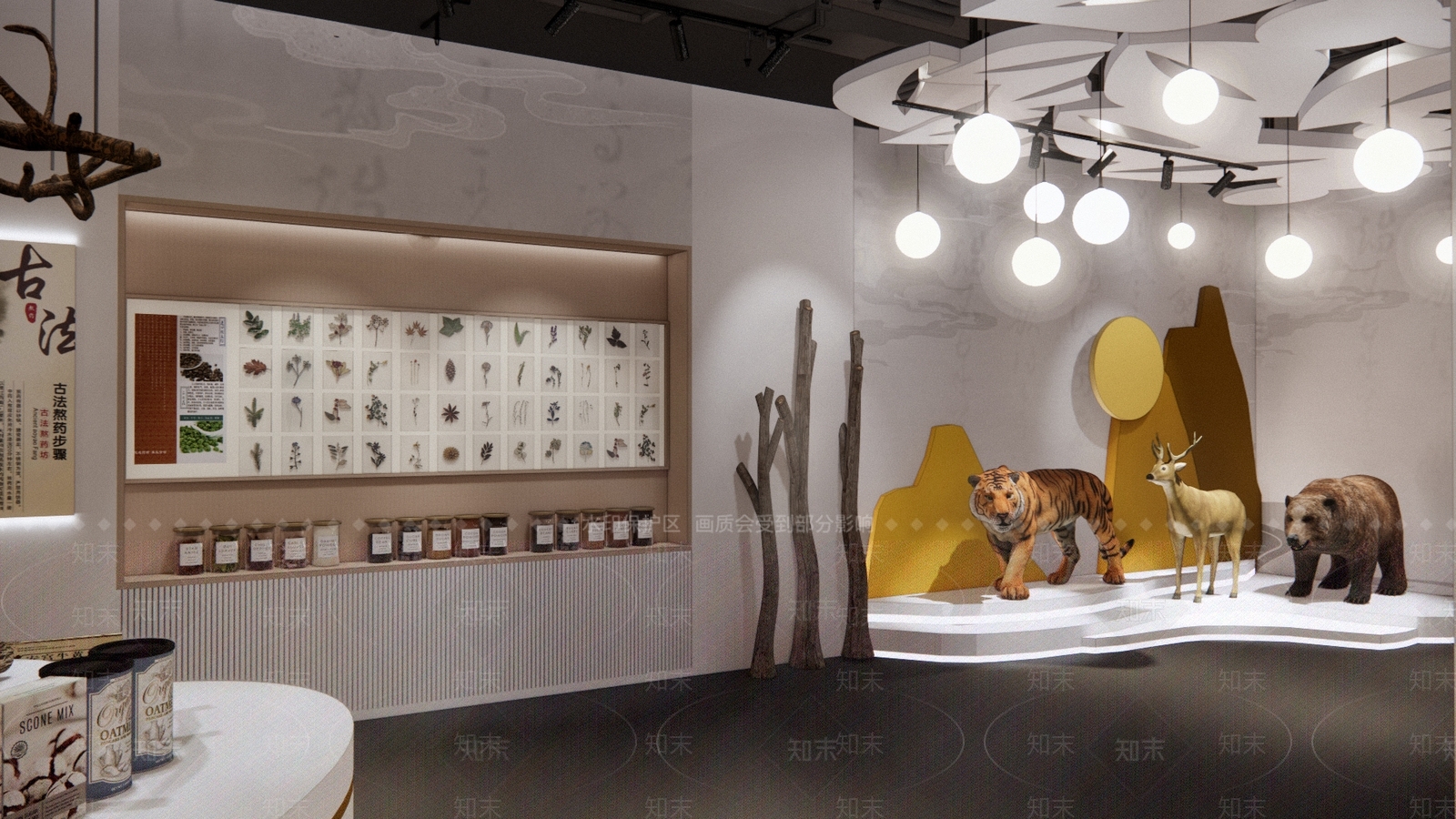 现代中医药商业展厅SU模型下载【ID:1124895958】