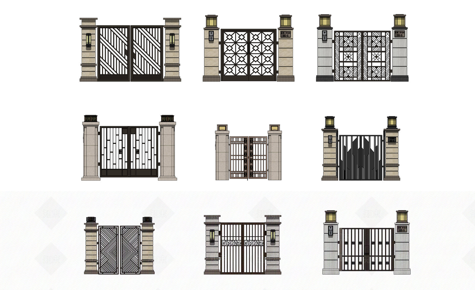现代庭院大门SU模型下载【ID:1124833431】