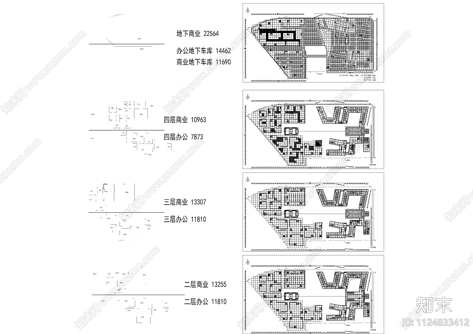 大型商业办公地下车库总平面施工图cad施工图下载【ID:1124833412】