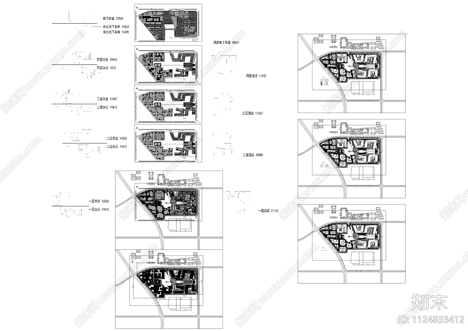 大型商业办公地下车库总平面施工图cad施工图下载【ID:1124833412】