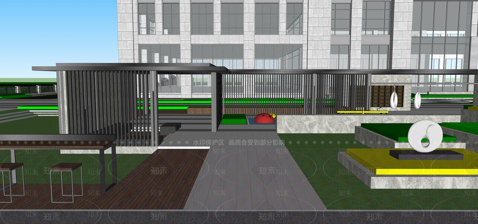 现代办公园区园林景观SU模型下载【ID:1124837909】