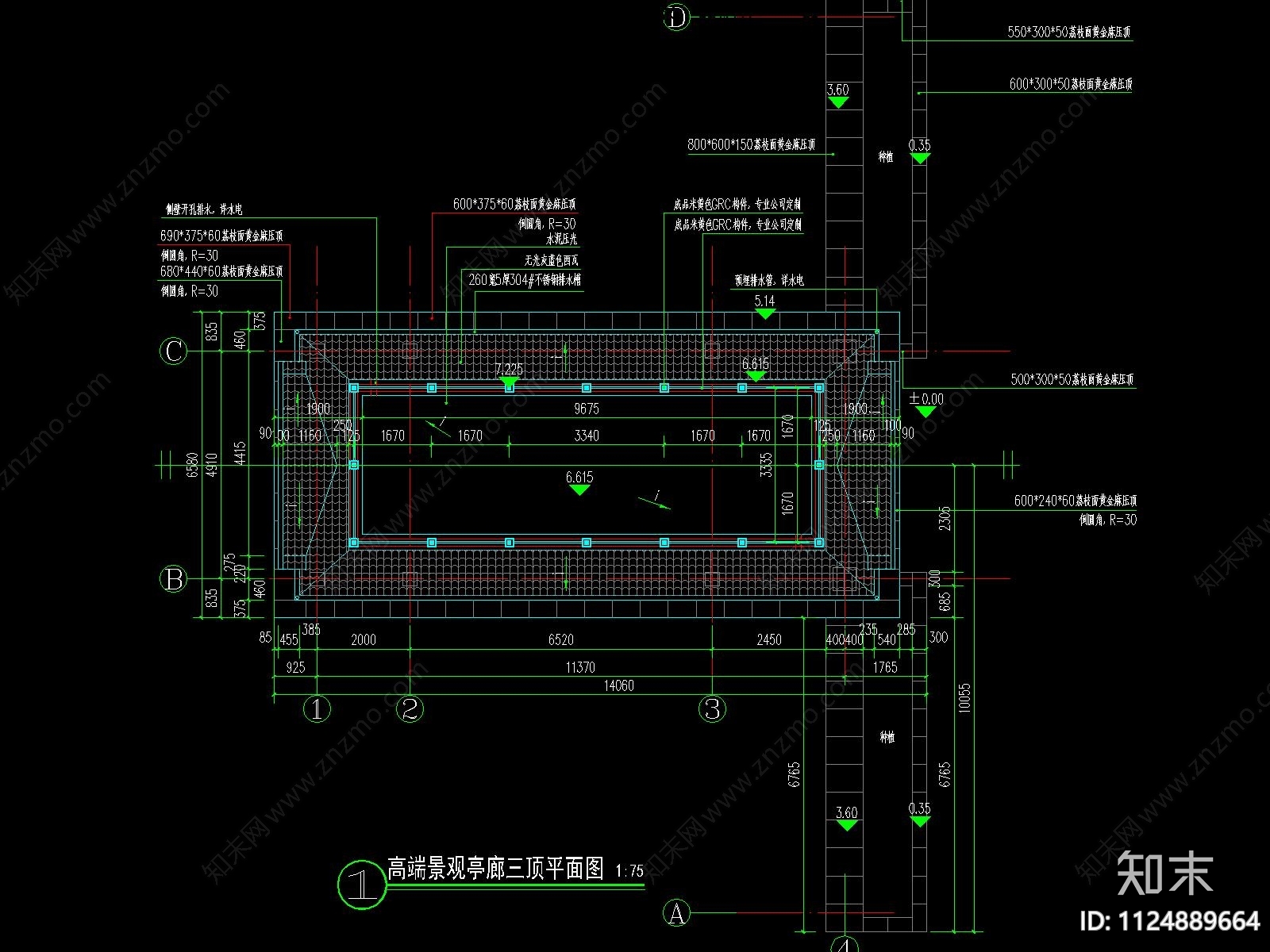 欧式景墙廊亭cad施工图下载【ID:1124889664】