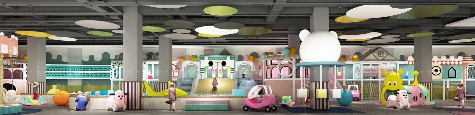 现代儿童淘气堡游乐场3D模型下载【ID:1124842002】