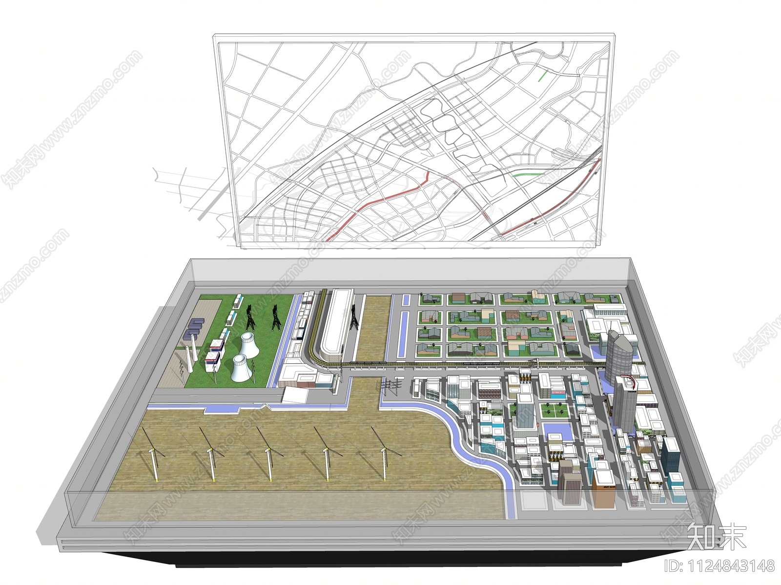售楼部沙盘SU模型下载【ID:1124843148】