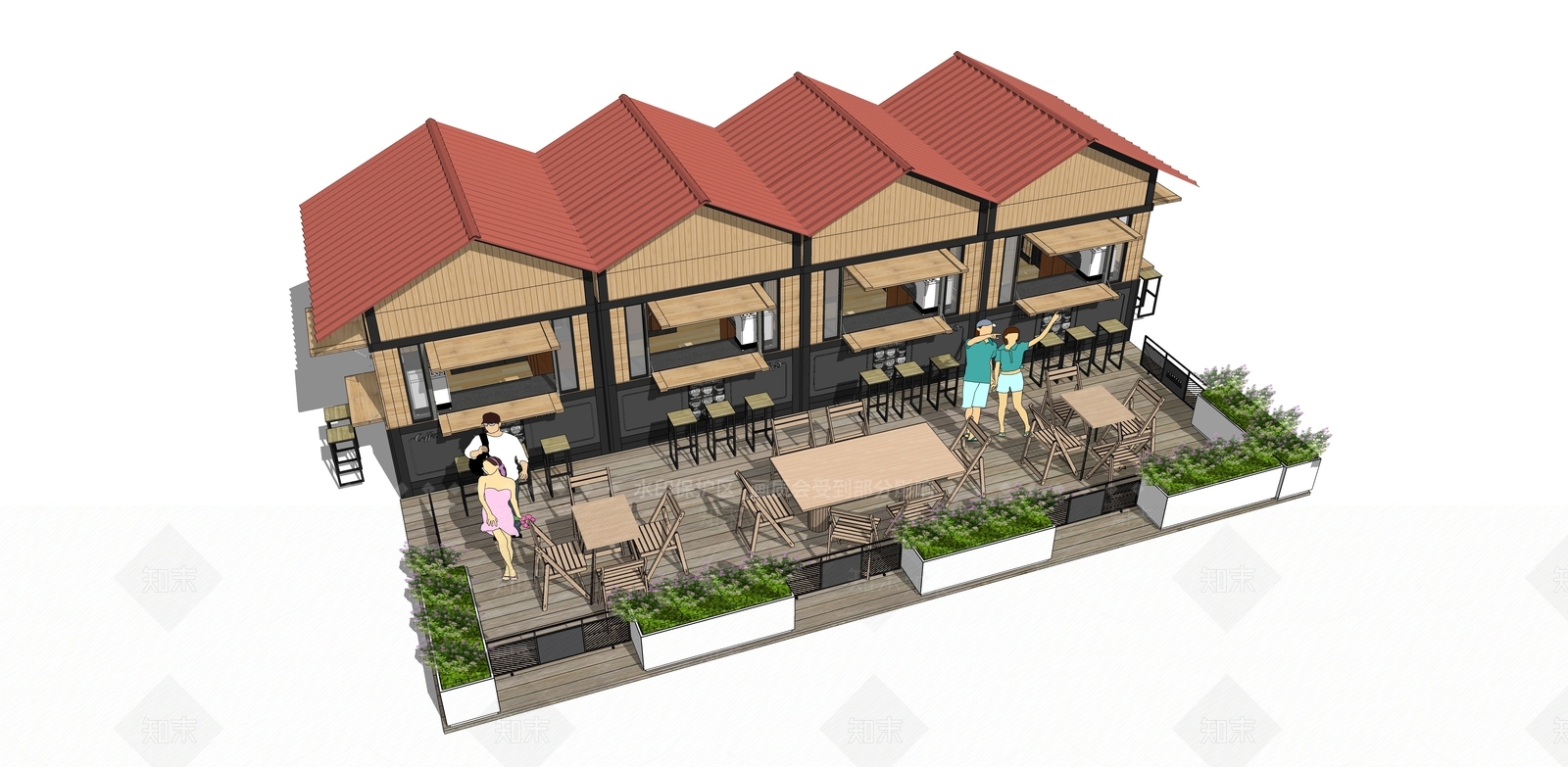 现代商业街外摆SU模型下载【ID:1124843743】