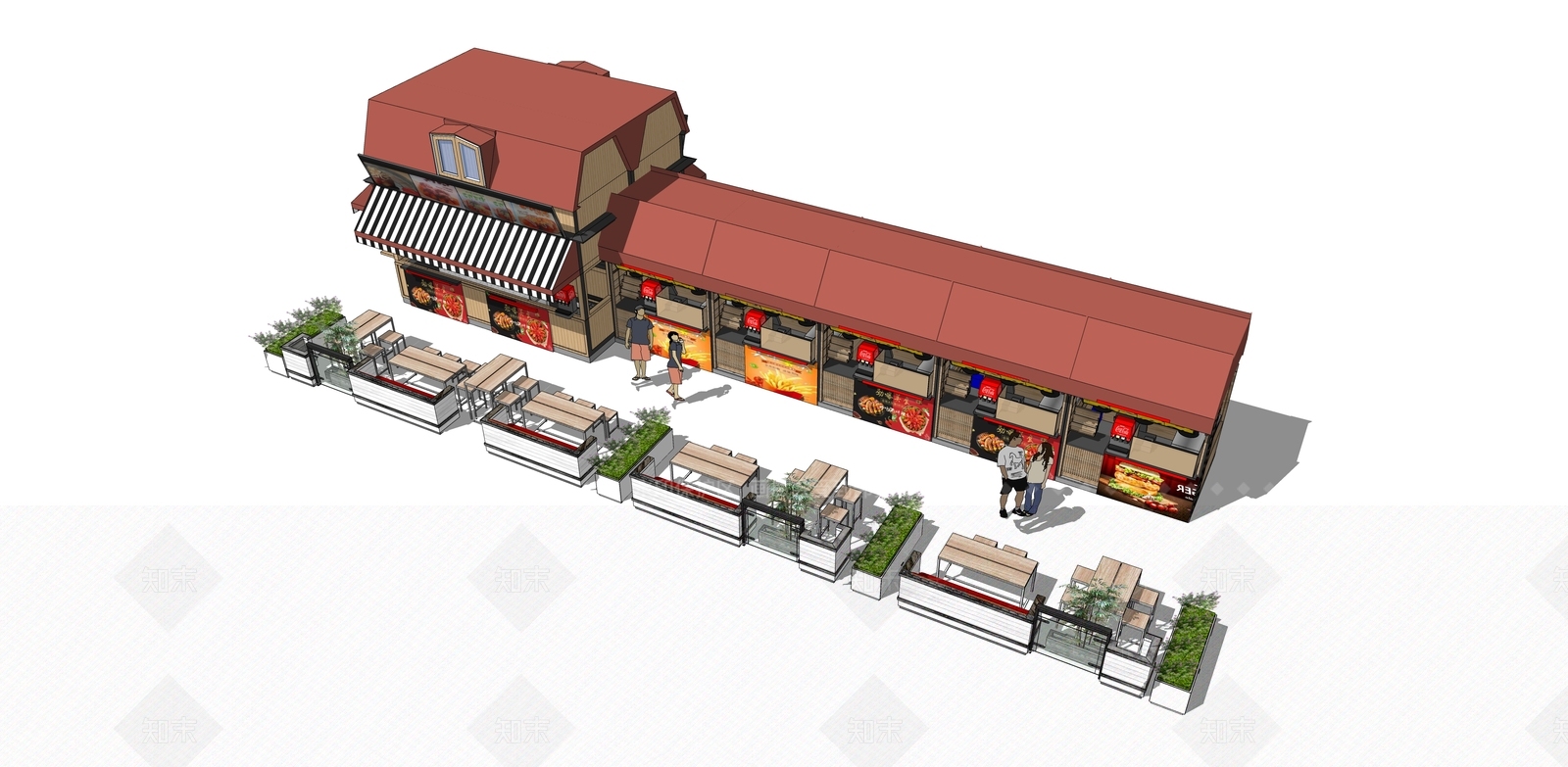 现代商业街外摆SU模型下载【ID:1124843707】