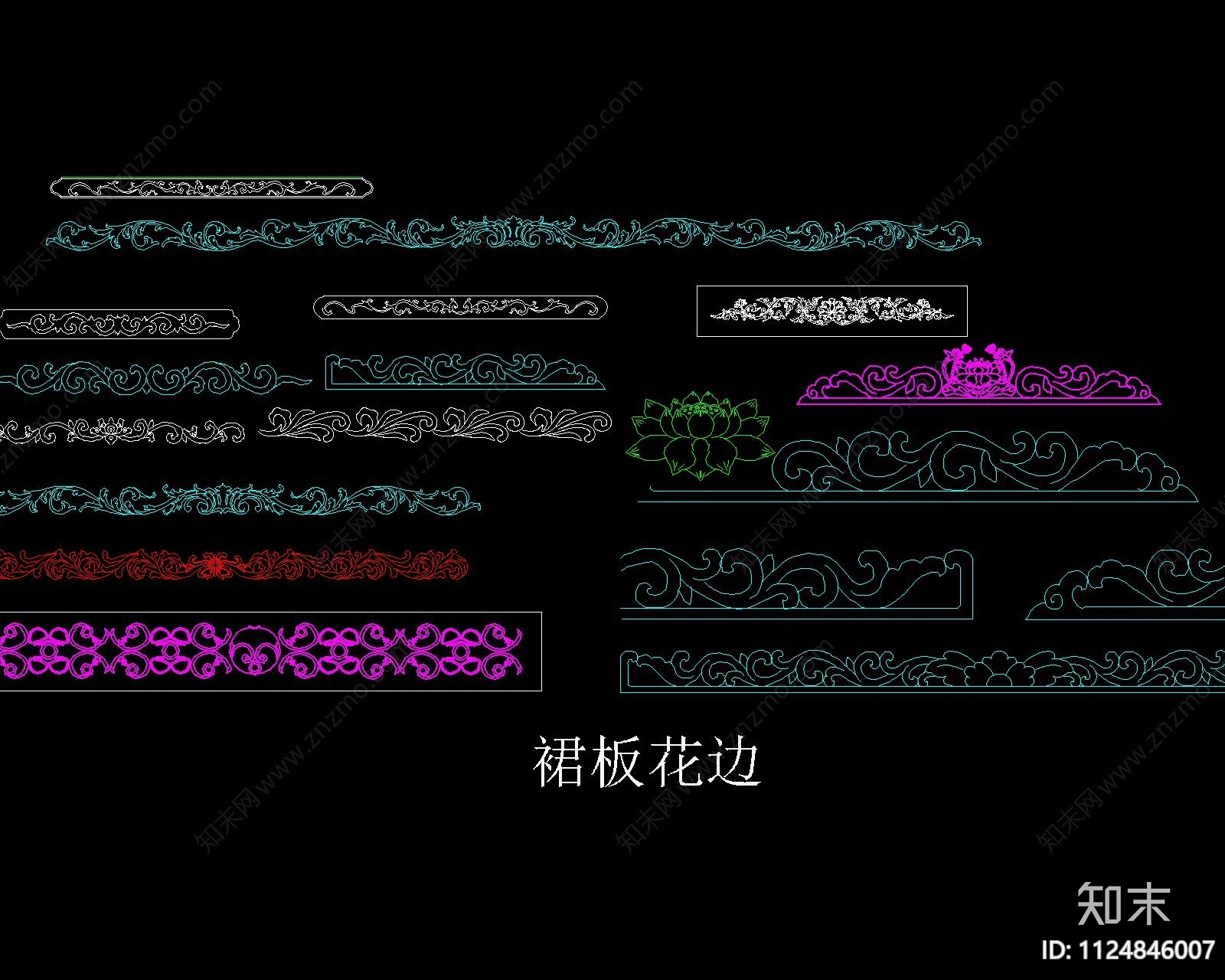 中式古典雕花图案cad施工图下载【ID:1124846007】