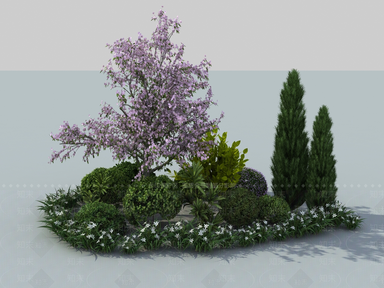 现代植物景观组团3D模型下载【ID:1124848797】