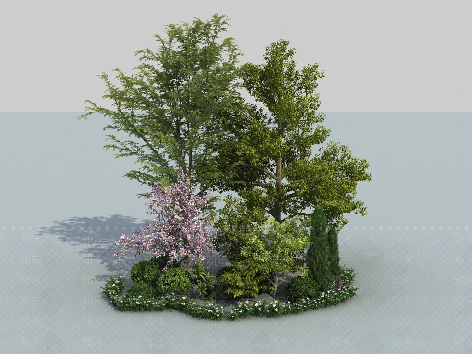 现代植物景观组团3D模型下载【ID:1124848931】