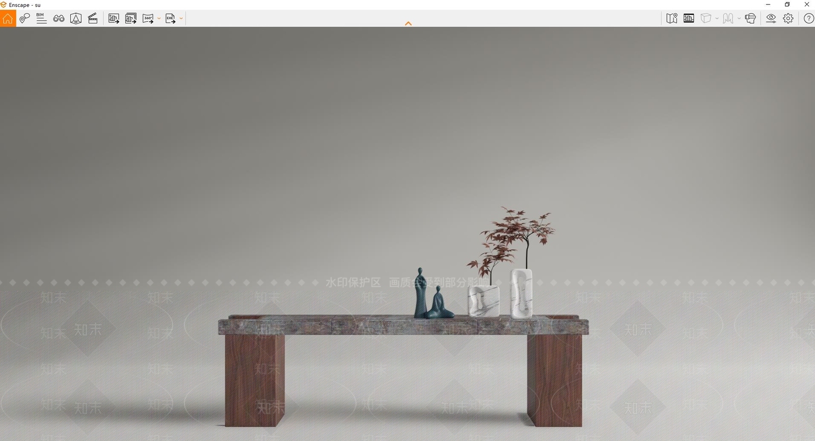新中式端景条案SU模型下载【ID:1124849971】
