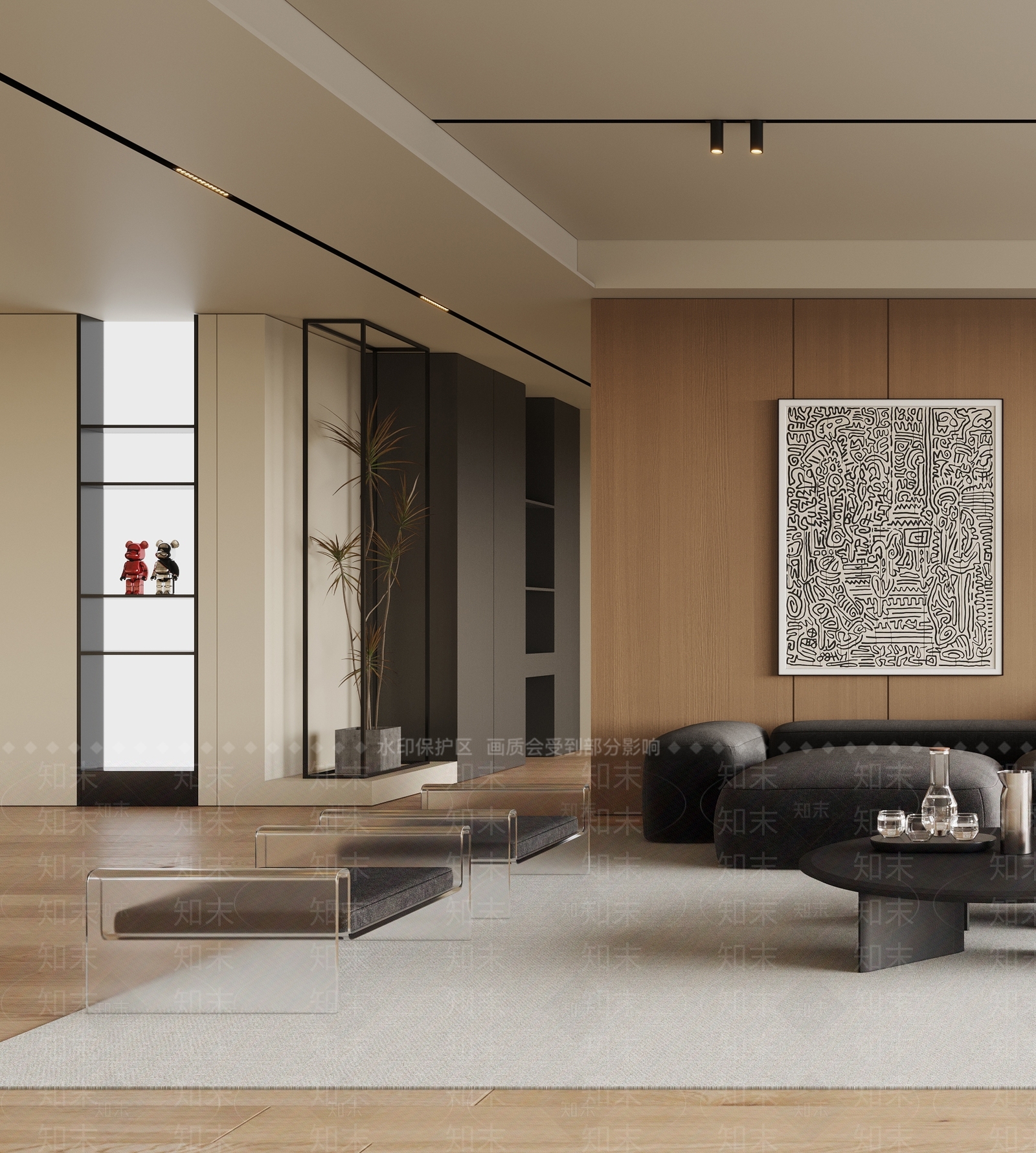 现代家居客厅3D模型下载【ID:1124852050】_知末3d模型网