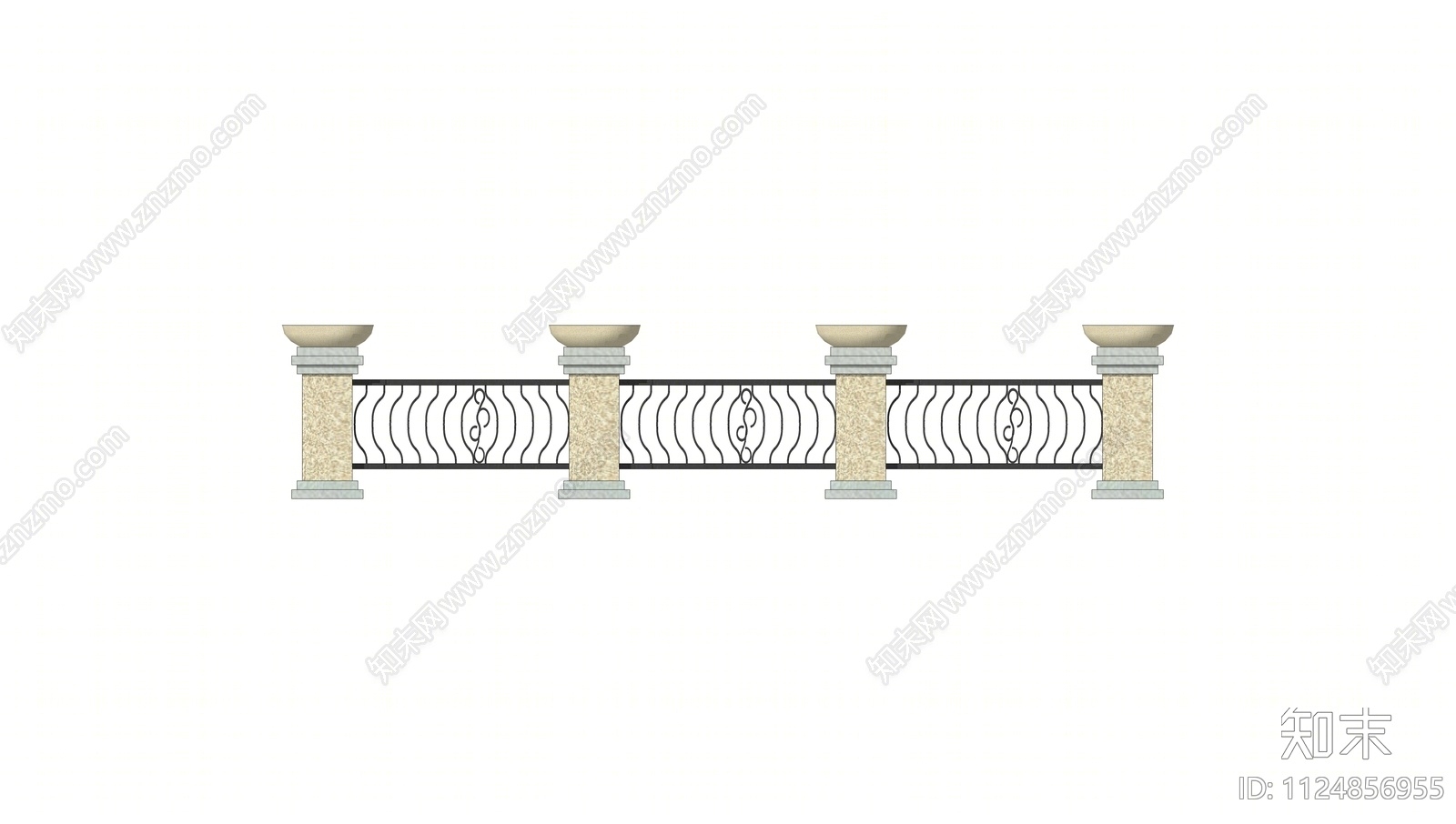 现代景观栏杆SU模型下载【ID:1124856955】