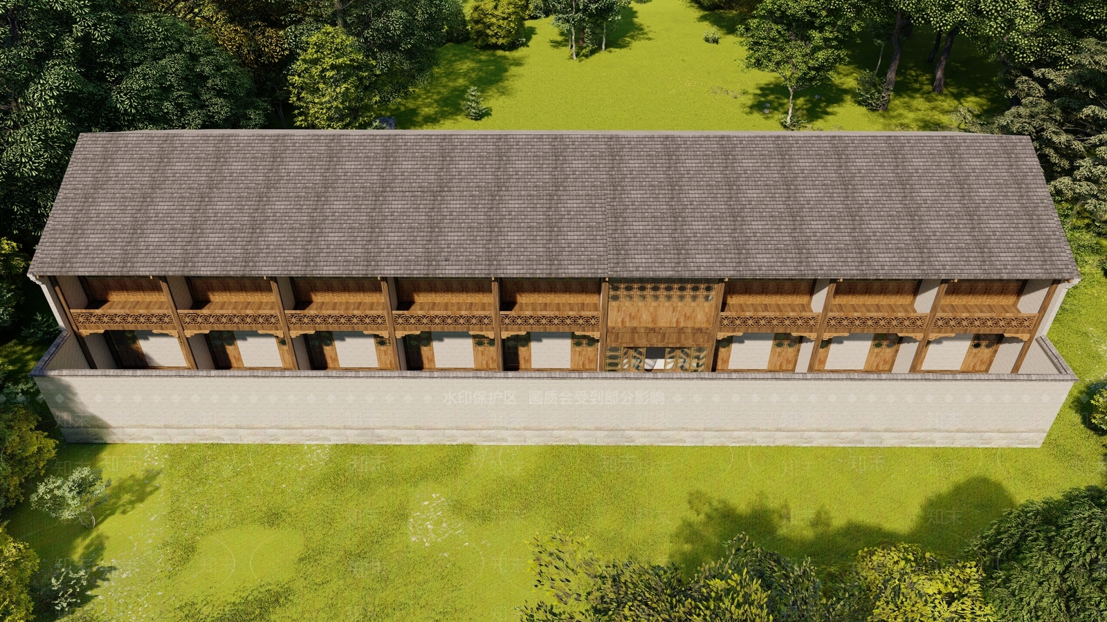 中式民宿建筑SU模型下载【ID:1124863935】