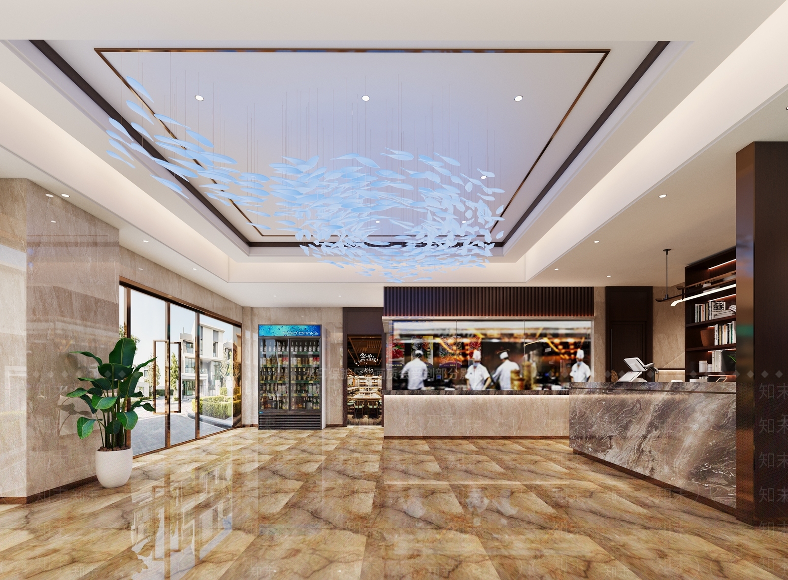 新中式餐厅前台3D模型下载【ID:1124870265】