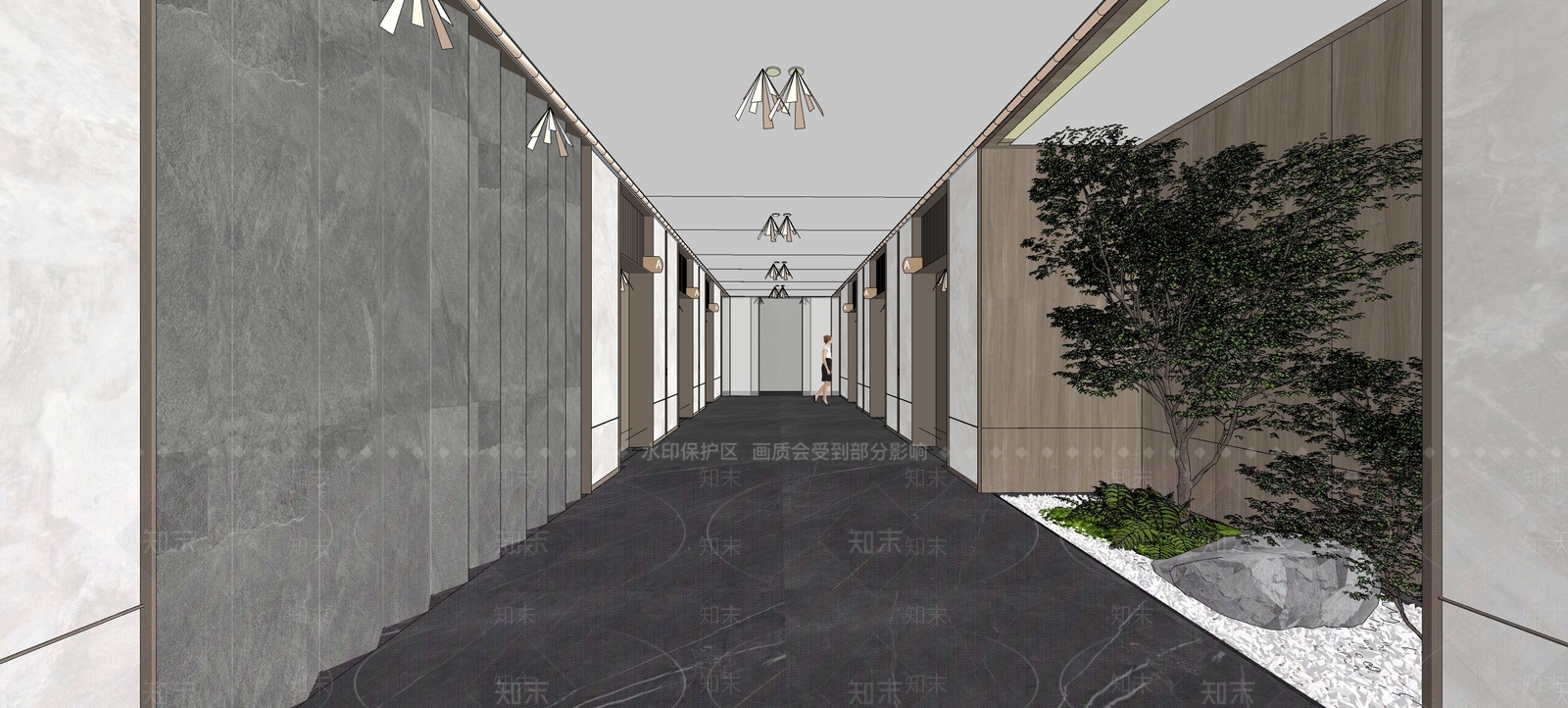 现代电梯厅SU模型下载【ID:1124868922】