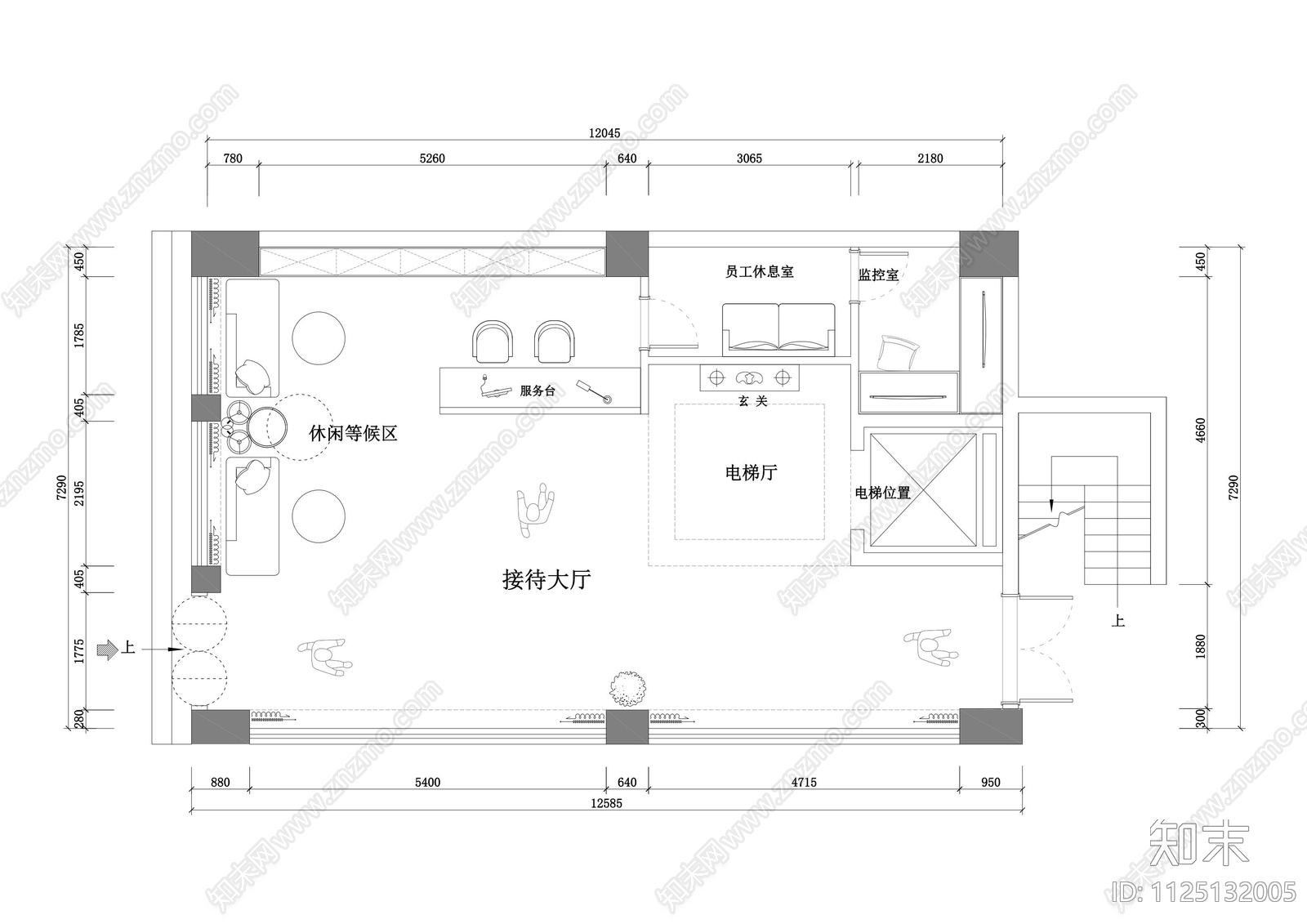 机场路口酒店大厅施工图下载【ID:1125132005】