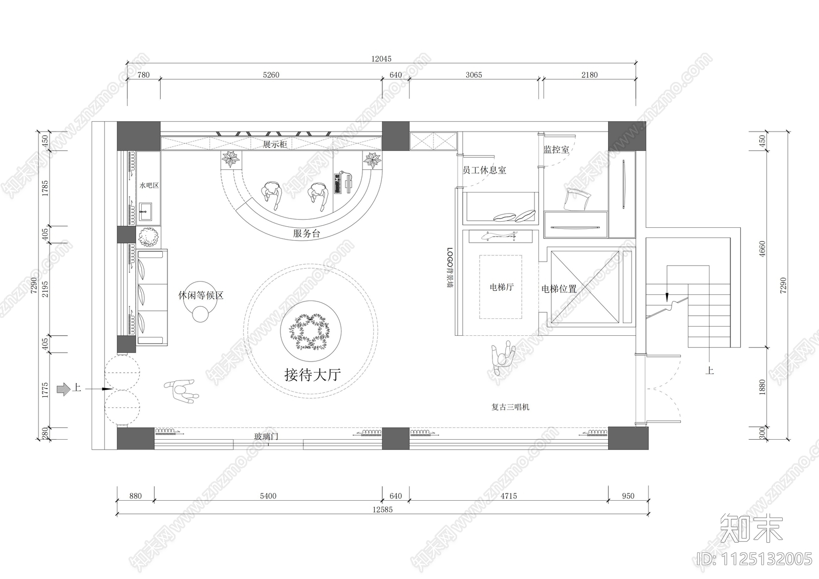 机场路口酒店大厅施工图下载【ID:1125132005】