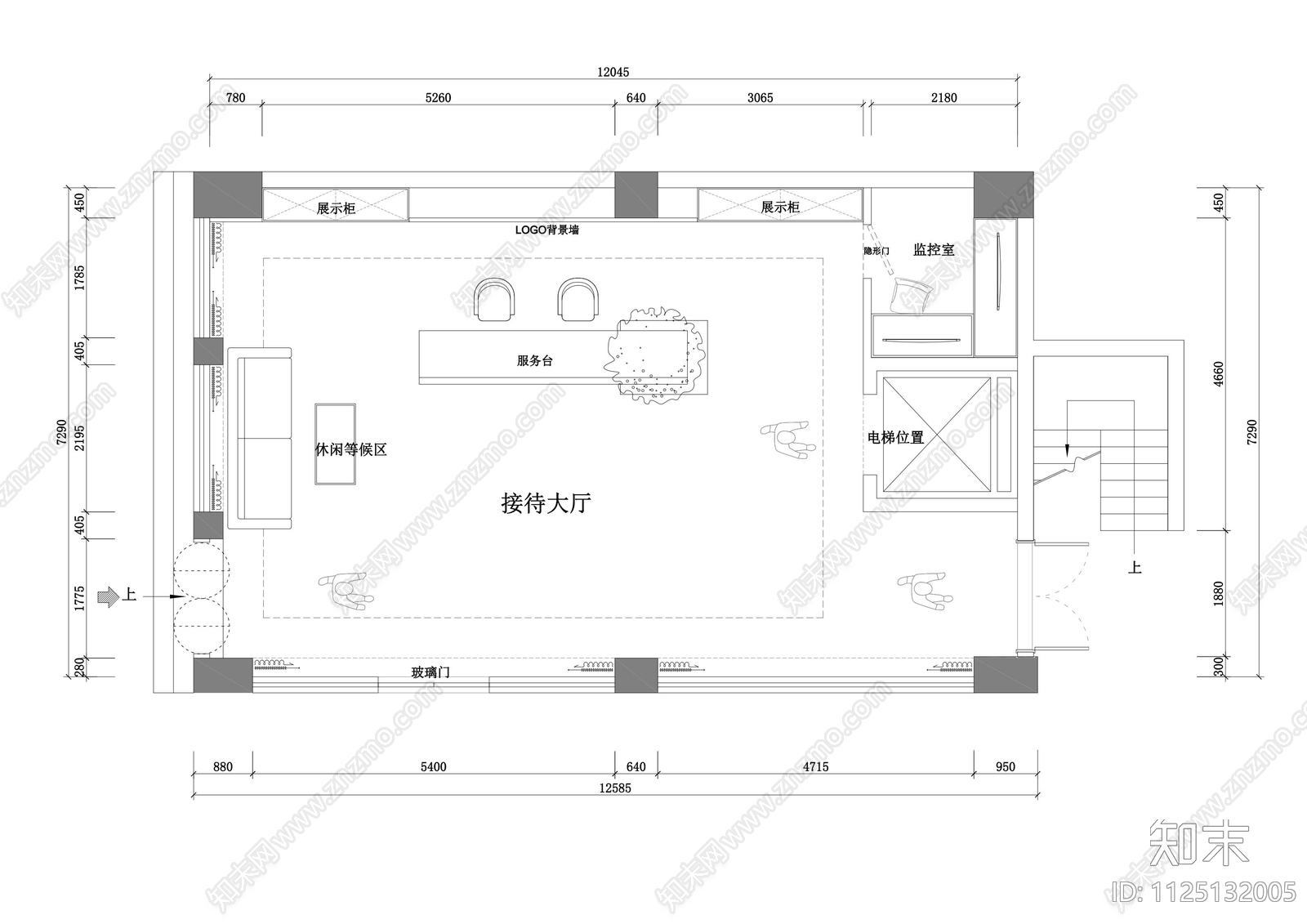 机场路口酒店大厅施工图下载【ID:1125132005】